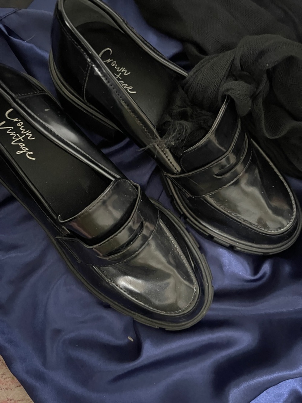 Crown Vintage Patent Black Penny Loafers